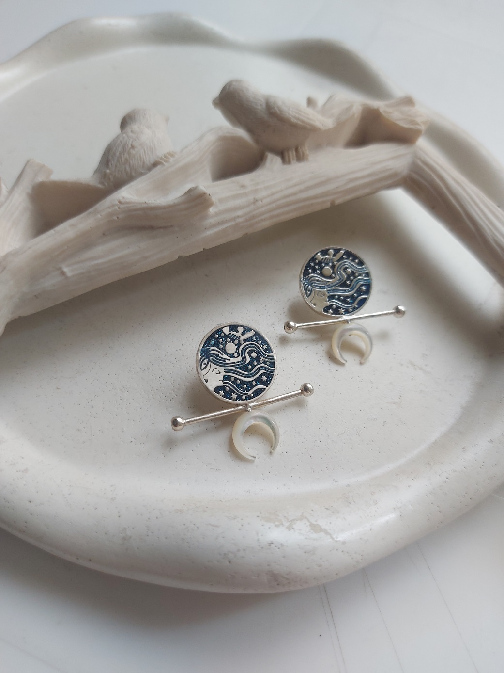 گوشواره نقره چهره شب