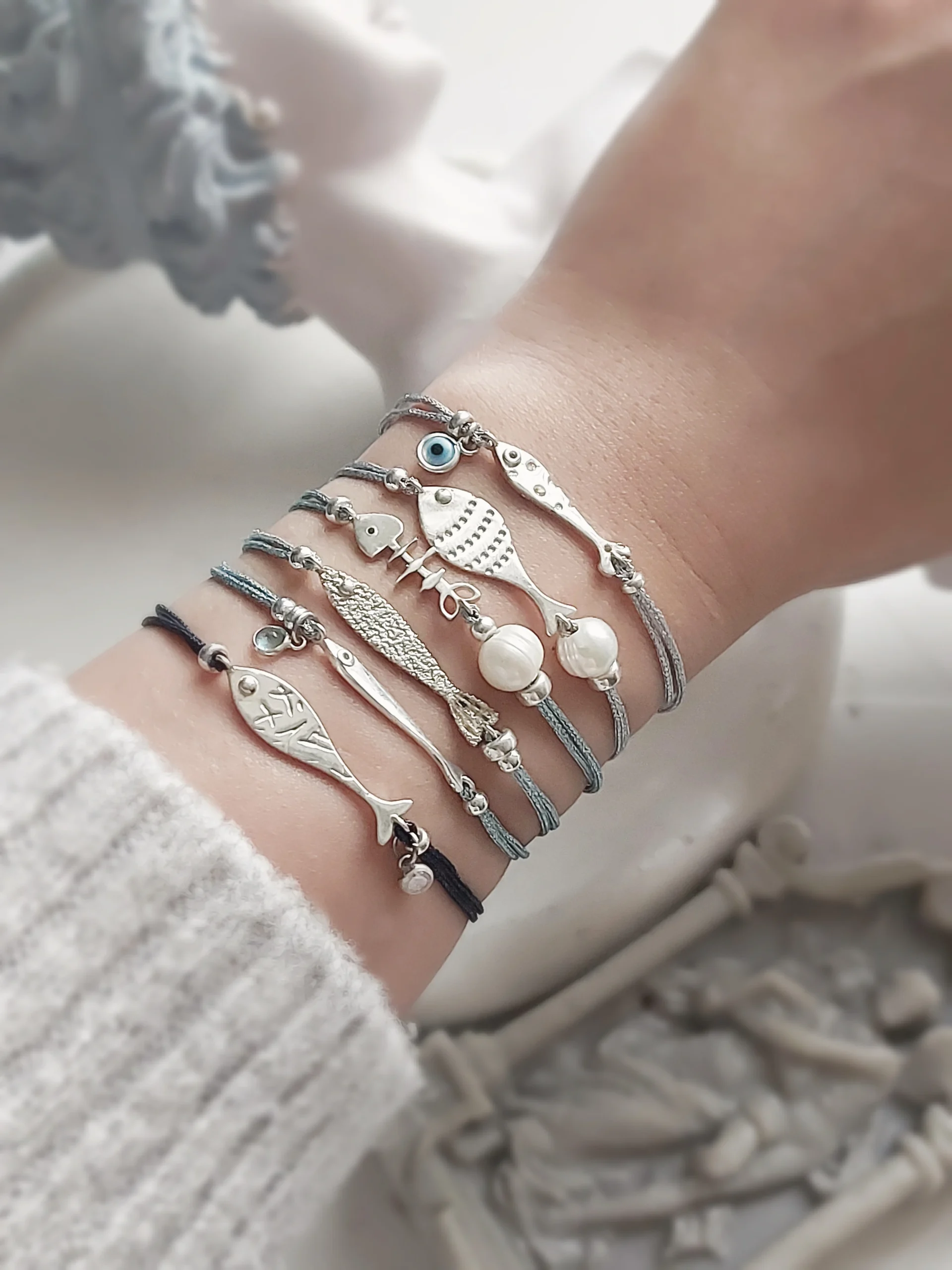 ست دستبند نقره ماهی