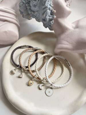 دستبند چرم و نقره