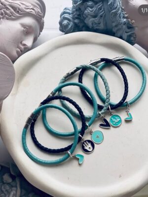 دستبند نقره و چرم