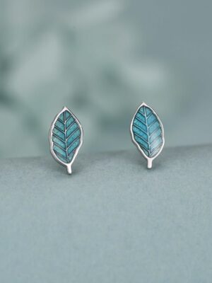 گوشواره نقره برگ میناکاری